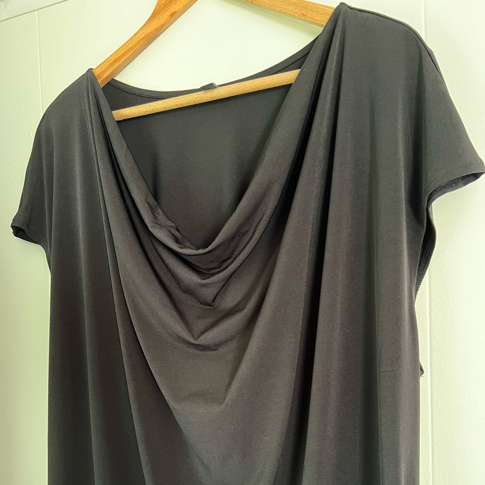 Lane Bryant Black Cowl Neck Cap Sleeve Blouse